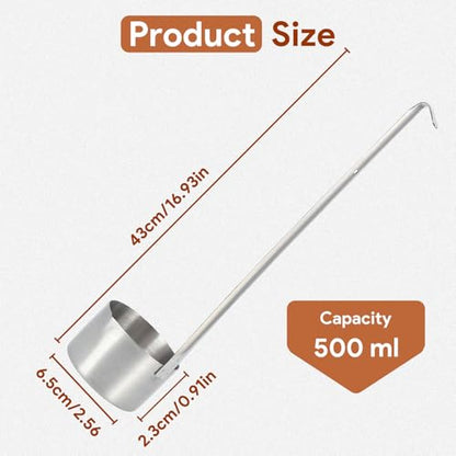 Wine Measuring Spoon Stainless Steel Wine Ladle Wine Dipper Spoon Beer Pouring Measure Spoon with Hook Ladle 25ML/50ML/125ML/250ML/500ML Kitchen Tools(500ML) - size: 500ML