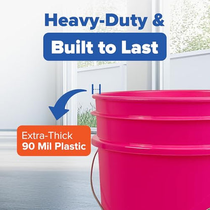 ePackageSupply 5 Gallon Plastic Bucket with Airtight Lid | Made in USA | Food Grade Bucket | BPA-Free | Heavy Duty 90 Mil All Purpose Pail | One 12" Rubber Mallet & One Lid Opener Included | 3 Pack - color: Pink, size: 3 Packs