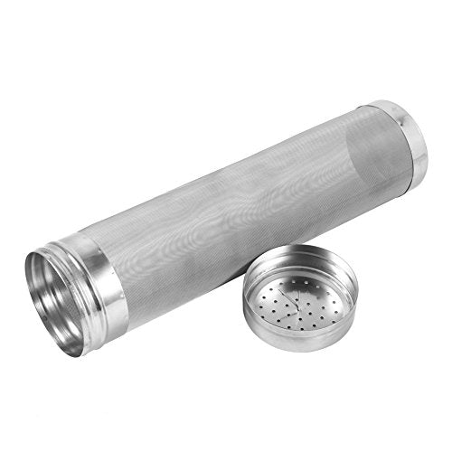 AUNMAS Beer Dry Filter, 300 Stainless Steel Homebrew Beer Wine Strainer Mesh Keg with Small Hanging Hoop for Home Beer Brewing Kettle, 11 x 2.7Inch