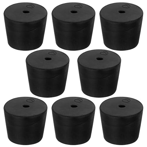 8Pcs Solid Rubber Stopper Bungs - 26MM to 32MM Rubber Tapered Plug Flexible Durable Test Tubes Bungs with Hole, Easy to Insert & Remove for Lab Apparatus Home Flask - color: 26mm to 32mm