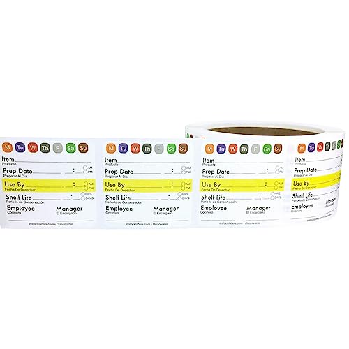 Universal Food Rotation Dissolvable Labels for Food Storage Use by Shelf Life Preparation 2 x 2 Inch, 500 Adhesive Stickers for Organization, Food Rotation, Meal Prep Stickers Dissolve in Water