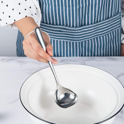 IMEEA 8-Inch Gravy Ladle SUS304 Stainless Steel Serving Ladle, Set of 2 - size: 2-Piece (Silver)