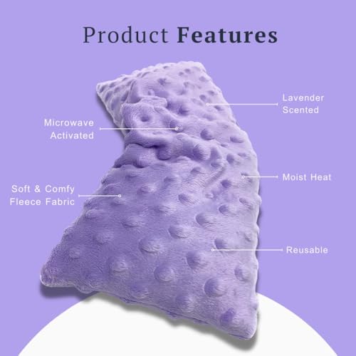 Mumu Wraps Heating Pad Microwavable - Lavender Scented Microwave Heating Pad for Pain Relief, Cramps, Muscle Ache, Joints, Neck, Shoulder, Back Pain, Warm Compress Moist Heat Pack (Lavender)