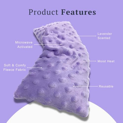 Mumu Wraps Heating Pad Microwavable - Lavender Scented Microwave Heating Pad for Pain Relief, Cramps, Muscle Ache, Joints, Neck, Shoulder, Back Pain, Warm Compress Moist Heat Pack (Lavender)