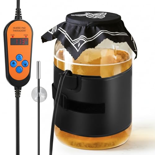 Kombucha Heating Wrap, Kombucha Jar Heat Wrap with Digital Temperature Control and Timing Function, Fermentation Heater Carboy Warmer Fits Most Fermenter Vessels 1 to 3 Gallons