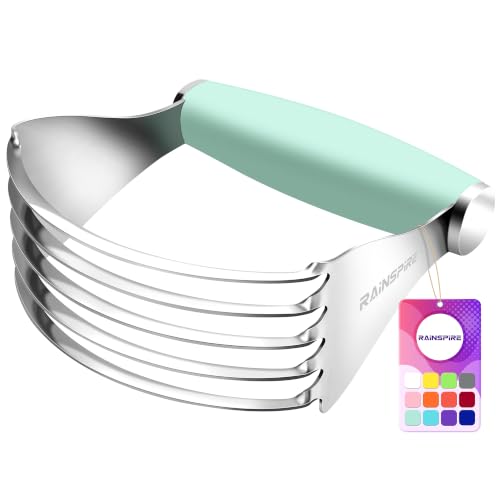 Rainspire XL Pastry Cutter For Baking, Heavy Duty Pastry Blender Stainless Steel, Thick Sharp Blades Dough Blender, Dough Cutter Butter Cutter Pastry for Easy Mixing, Dishwasher Safe (Mint Green) - color: Mint Green