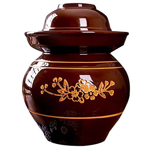 ZHOUXIAO Large Pickle Jar Ceramic Jar with Lid,Traditional Chinese Fermentation Kit Crock with Water Seal Airlock Lid, Fermentation Jar for Kimchi,Sauerkraut,Kombucha Jar 4KG
