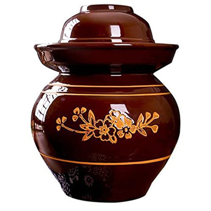 ZHOUXIAO Large Pickle Jar Ceramic Jar with Lid,Traditional Chinese Fermentation Kit Crock with Water Seal Airlock Lid, Fermentation Jar for Kimchi,Sauerkraut,Kombucha Jar 4KG