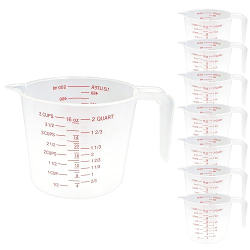 8 Pcs 2 Cup/16 Oz Plastic Measuring Cups With Spout And Handle | 500ml Clear Graduated Measuring Cups With Oz And Ml Markings For Water, Flour, Liquids, Baking, Cooking And Mixing - color: 8 Pcs, size: 2Cup/16OZ