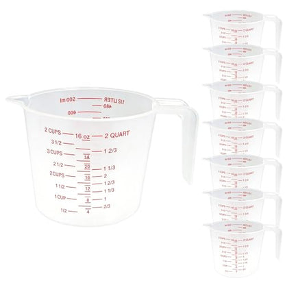 8 Pcs 2 Cup/16 Oz Plastic Measuring Cups With Spout And Handle | 500ml Clear Graduated Measuring Cups With Oz And Ml Markings For Water, Flour, Liquids, Baking, Cooking And Mixing - color: 8 Pcs, size: 2Cup/16OZ