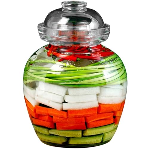 Fermentation Crock 4 Capacity Options Pickle Jar, Transparent And Visible Glass Kimchi Jar, Water Seal Fermenting Jars, Mushrooms/cauliflower(7.5kg) - size: 7.5kg