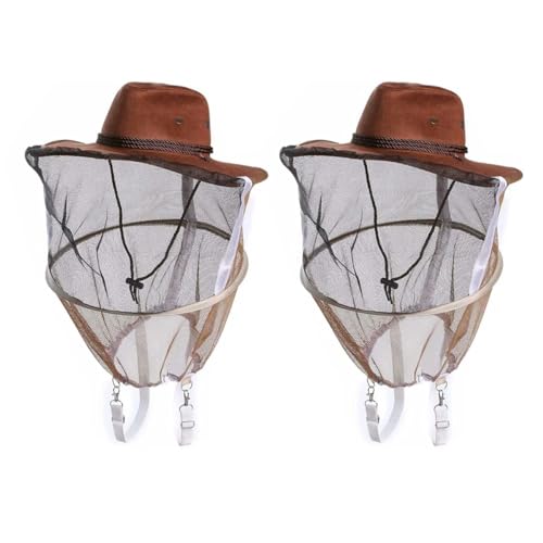 2 Pack Beekeeping Cowboy Hat, Beekeeping Hat with Veil Bee Veil Hat with Visibility Veil Professional Beekeeper Hat Beekeeping Protective Gear - style: Kit B