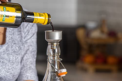 Glass Bottle Set of 2-17oz with Flip Top Airtight Lid, Pourer and Funnel - Reusable Swing Top Stoppers and Leak Proof for Oil, Vinegar, Water, Infusions and Juices