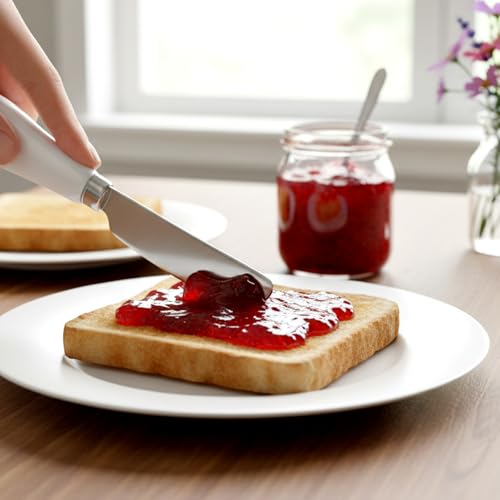 Thinp 2 Pcs Cheese Spreader, Butter Spreader Knives Stainless Steel Cheese Spreaders Knives with Porcelain Handles Multipurpose Sandwich Spreaders for Spreading Jam, Pastry (White & Silver)