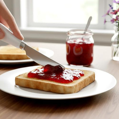 Thinp 2 Pcs Cheese Spreader, Butter Spreader Knives Stainless Steel Cheese Spreaders Knives with Porcelain Handles Multipurpose Sandwich Spreaders for Spreading Jam, Pastry (White & Silver)