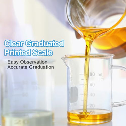 PATIKIL 250ml Glass Measuring Cup, 2 Pack 3.3 Borosilicate Glass Graduated White Printed Scale Liquid Measure Cups Beaker with Wood Lid and V-Shaped Spout for Kitchen - size: 250ml