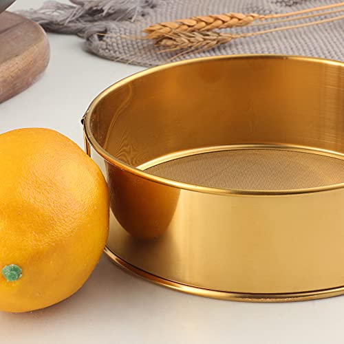 18/10 Stainless Steel Flour Sifter, Kitchen Fine 80 Mesh Strainers Sieve for Baking Cake Bread - color: Gold