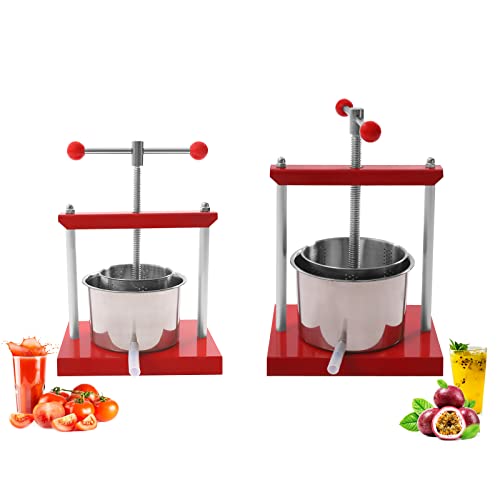 Durable 3L/6L Stainless Steel Cheese Tincture Herb Fruit Wine Manual Press for Making Wine or Juice from Honey (3L+6L) - size: 3L+6L