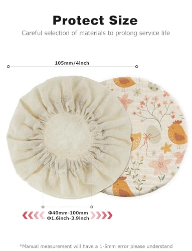 100% Linen Jar Covers, Chick Design 5pcs Cloth Covers for Sourdough Starter Jars with Diameter of 3-4 Inch - color: Yellow