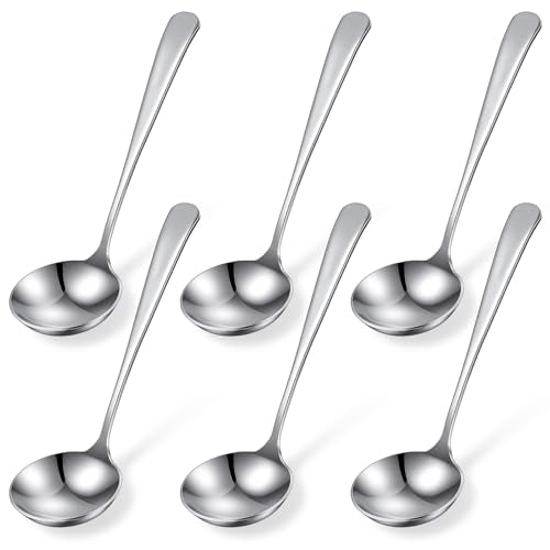 6 Pack Small Stainless Steel Ladle, Gravy Ladle Spoon, Stainless Steel Ladles for Soup, 7.9 Inch Premium Steel Sauce Ladles for Gravy, Soup, Sauce, Silver