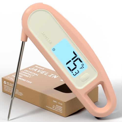 Lavatools PT12B Javelin 2 Ultra Fast Digital Instant Read Meat Thermometer for Grill and Cooking, 3" Probe, Compact Foldable Design, 1.5" Backlight Display, Water Resistant-Rhubarb - color: Rhubarb