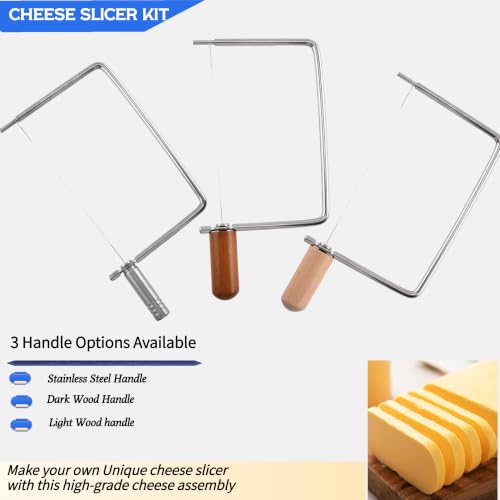 Cheese Slicer Accessories Cheese Cutter Stainless Steel Components - Great for Making Giftable Cheese Cutting Boards with This Cheese Slicer Kit (Wood handle, 4)