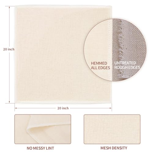 20Pcs Reusable Cheesecloth for Straining 20x20 Inch,100 Grade Cheese Cloths Hemmed Edges, 100% Unbleached Cotton Cheese Cloth,Ultra-Dense Cloth Strainer for Yogurt/Nut Milk/Baking Making 56x42 Weave - size: 20 PCS - 20x20 Inch