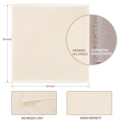 20Pcs Reusable Cheesecloth for Straining 20x20 Inch,100 Grade Cheese Cloths Hemmed Edges, 100% Unbleached Cotton Cheese Cloth,Ultra-Dense Cloth Strainer for Yogurt/Nut Milk/Baking Making 56x42 Weave - size: 20 PCS - 20x20 Inch