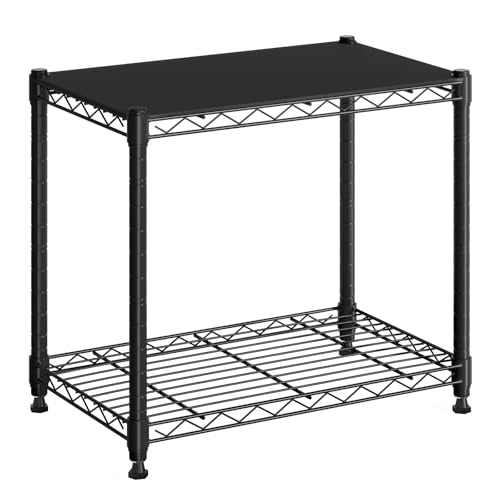 DUMOS 2-Tier Metal Wire Storage Shelves, Adjustable Standing Storage Rack Shelf, Heavy Duty Steel Shelving Unit Organizers for Kitchen Bathroom Pantry Garage, 23.1" Wx13.1 Dx22.1 H, Black - color: Black, size: 2 Tiered-22.1"H without wheels