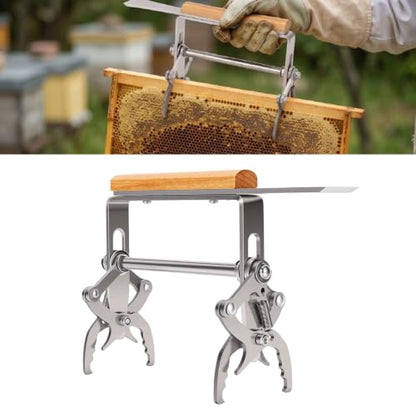 Fafeicy Beehive Frame Grip Tool, Beekeeping Frame Holder with Polished Beech Wood Handles and Stainless Steel Jaws for Lifting Frames from Hives
