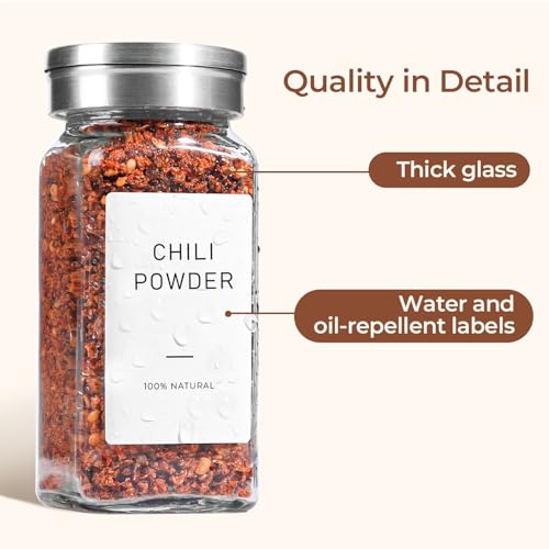 ComSaf Glass Spice Jars with Shaker Lids 4 oz 24 Pack Small Square Bulk Set | Labels, Seasoning Herbs Powders, Salt Pepper Chili, Spice Rack Organization, Kitchen Cabinet Storage, Funnel Included - color: Silver Lids