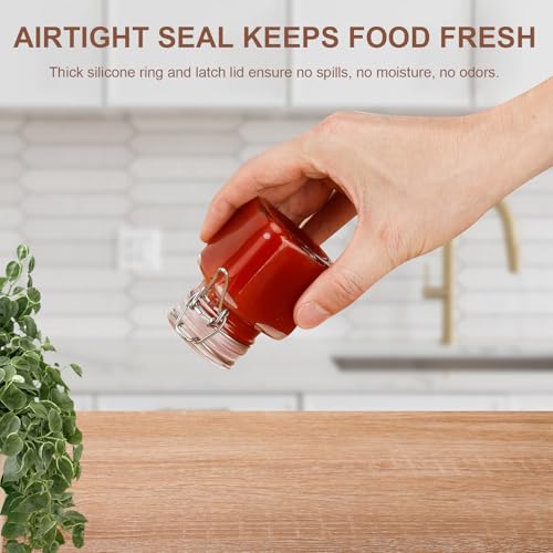 Spice Jars Set of 6, 4 oz Glass Spice Jars with Airtight Lids and Labels, Small Seasoning Jars for Spices, Herbs, Kitchen Spice Organizer - size: 4 fl oz x 6 - Square