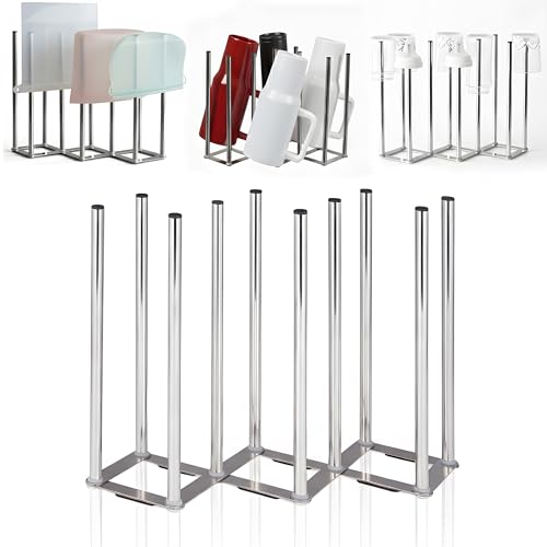 Water Bottle Drying Rack, Cup Drying Rack for Counter, Stainless Steel Tumbler Dryer Stand, Space-Saving Mug & Glass Drying Rack, Heavy-Duty Holder for Cups & Water Bottles (Silver – 10 Pegs) - color: Sliver – 10 Pegs