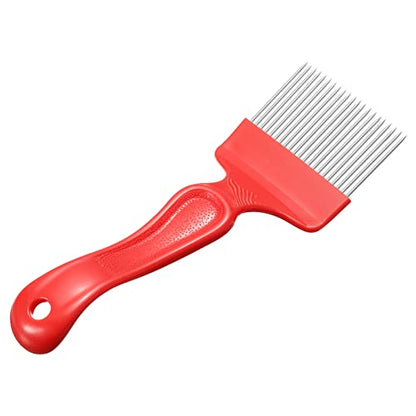 HARFINGTON Beekeeping Uncapping Fork, 21 Tin Needle with Red Plastic Handle Beekeeping Tool - color: Red