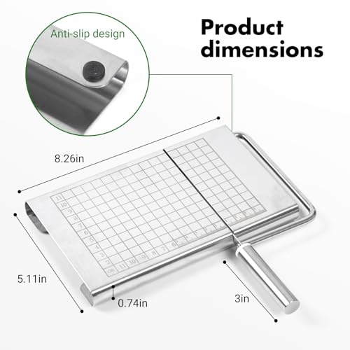 Stainless Steel Cheese Slicer - Multipurpose Cheese Cutter for Block Cheese, Butter, Fruits & Vegetables - Easy to Clean, Dishwasher Safe - size: Square