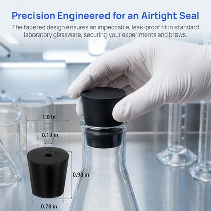 8Pcs Solid Rubber Stopper Bungs - 20MM to 26MM Rubber Tapered Plug Flexible Durable Test Tubes Bungs with Hole, Easy to Insert & Remove for Lab Apparatus Home Flask - color: 20mm to 26mm
