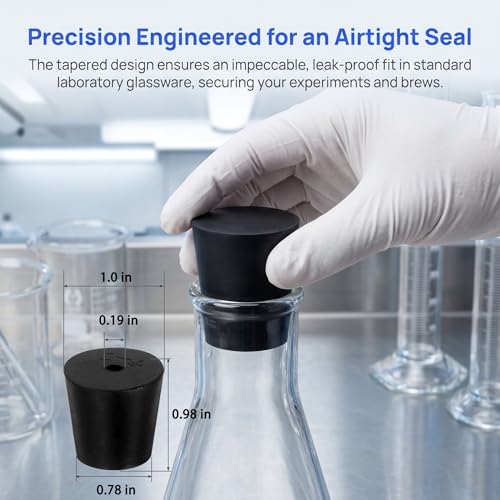 8Pcs Solid Rubber Stopper Bungs - 20MM to 26MM Rubber Tapered Plug Flexible Durable Test Tubes Bungs with Hole, Easy to Insert & Remove for Lab Apparatus Home Flask - color: 20mm to 26mm