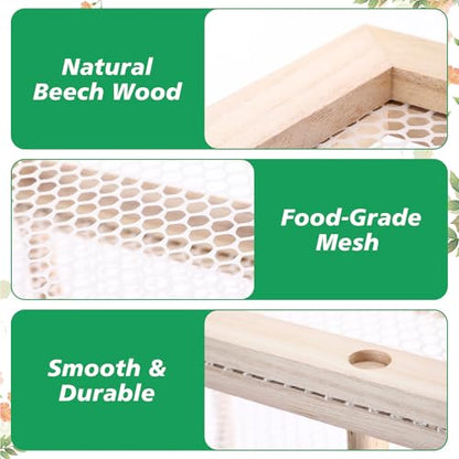 3 Set Large Pasta Drying Rack 12.6" x 16.5" Stackable Herb Dryer Rack with Mesh Wooden Flower Drying Storage for Pasta Herb Seed Flower Dryer Cook Gift Homesteading Essentials