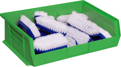 Akro-Mils 30255 AkroBins Plastic Storage Bins, Space-Saving Stackable Bins for Garage, Pantry, Craft Organization, 11" x 16" x 5", Green, 6-Pack - color: Green