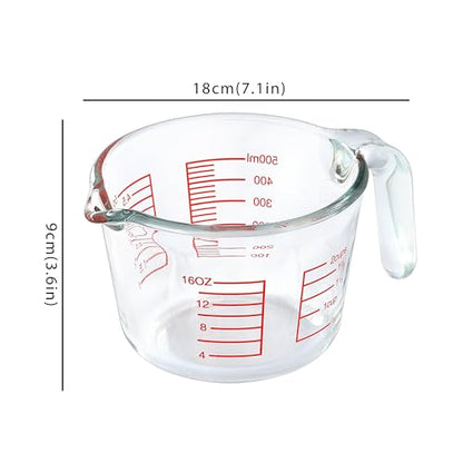 VRUIFA Glass Measuring Cup For Baking and Cooking, Dishwasher, Freezer, Microwave and Oven Safe, Apartment Kitchen Essentials Tools (16 oz)