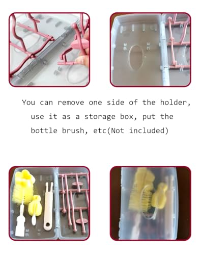 Collapsible Baby Bottle Drying Rack, Bottle Dryer Holder for Bottles, Teats, Cups, Pump Parts and Accessories (Pink) - color: Pink