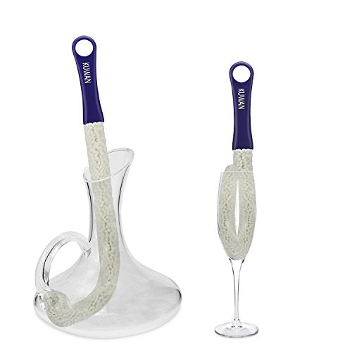KUWAN Bottle Cleaning Brush Multi-Function Household Tools Flexible Bottle Scourer for Some Decanters, Goblets, Glasses, Cups (Long) - color: White