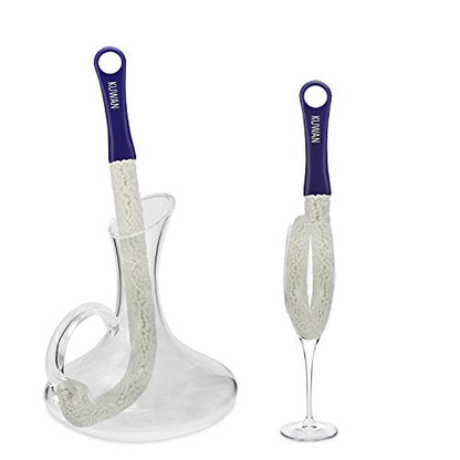KUWAN Bottle Cleaning Brush Multi-Function Household Tools Flexible Bottle Scourer for Some Decanters, Goblets, Glasses, Cups (Long) - color: White