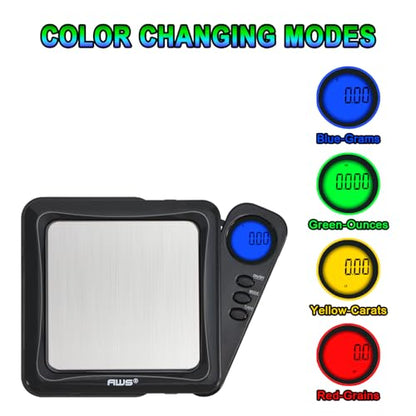 American Weigh Scales Blade Series 200g x 0.01g Digital Pocket Scale 0.01g Accuracy | Precision Mini Scale, Small Digital Gram Scale for Kitchen, Gold, Gems & Coin Scale, Smart Digital & Compact Scale - color: Black, size: 200g x 0.01g