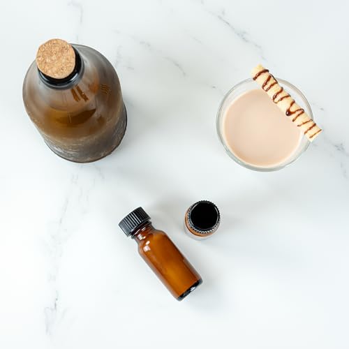 Restaurantware Vetri 0.5 Ounce Boston Glass Bottles, 48 Sample Bottles With Black Phenolic Caps - Dishwashable, Round, Amber Glass Bottle, For Potion, Juice, Ginger Shots, Whiskey, Liquids - color: Amber, size: 0.5 oz