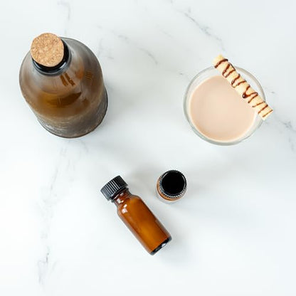 Restaurantware Vetri 0.5 Ounce Boston Glass Bottles, 48 Sample Bottles With Black Phenolic Caps - Dishwashable, Round, Amber Glass Bottle, For Potion, Juice, Ginger Shots, Whiskey, Liquids - color: Amber, size: 0.5 oz