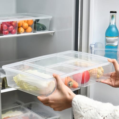 UPKOCH Divided Refrigerator Bin Lid Fridge Organizer Bins Small Storage Box Lid Food Fresh Containers