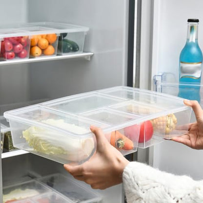 UPKOCH Divided Refrigerator Bin Lid Fridge Organizer Bins Small Storage Box Lid Food Fresh Containers