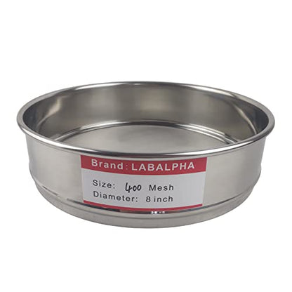 LABALPHA 400 Mesh Lab Sieves, Test Sieve, 8'' Diameter, 304 Stainless Steel Wire Cloth (0.0385mm) - size: 400 mesh (0.0385mm)