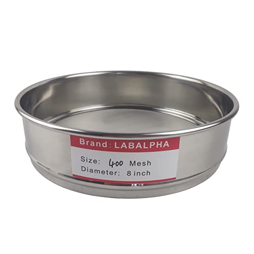 LABALPHA 400 Mesh Lab Sieves, Test Sieve, 8'' Diameter, 304 Stainless Steel Wire Cloth (0.0385mm) - size: 400 mesh (0.0385mm)